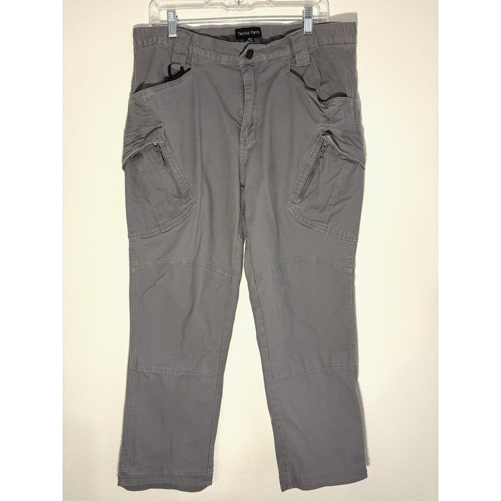 Tactical Pants Mens Cargo Zip Pockets Gray Sz 34x30